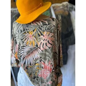 Vintage Paris Label Tropical Blouse Oversized Jungle Shirt Pineapple Tiger Print